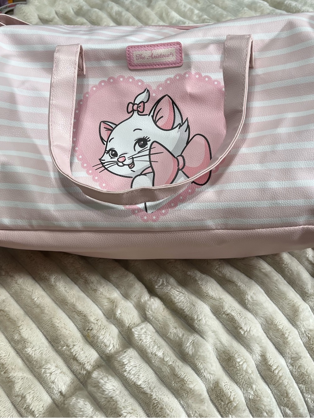 Disney Pink Striped Marie Cat Tote Bag